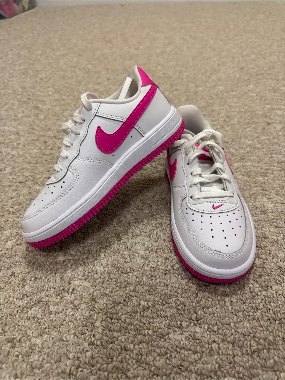 Nike Kids White and Hot Pink Sneakers